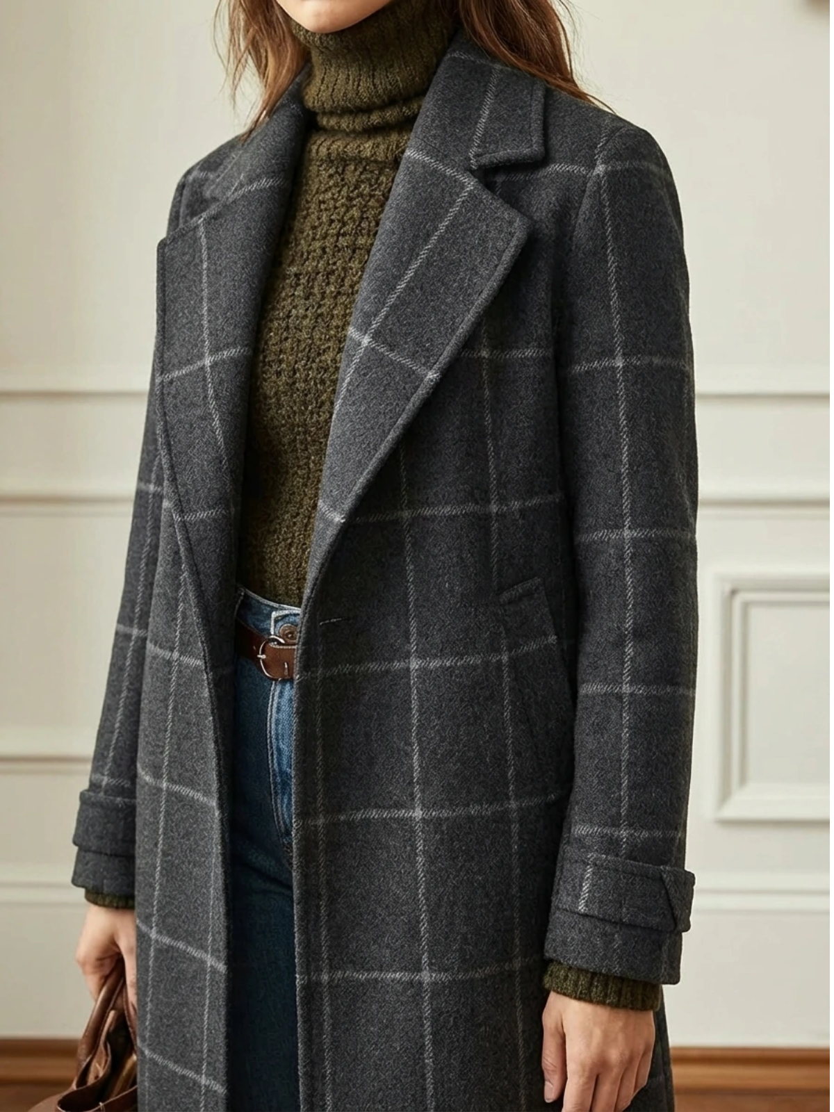 AVA | Checked Tailored Long Coat