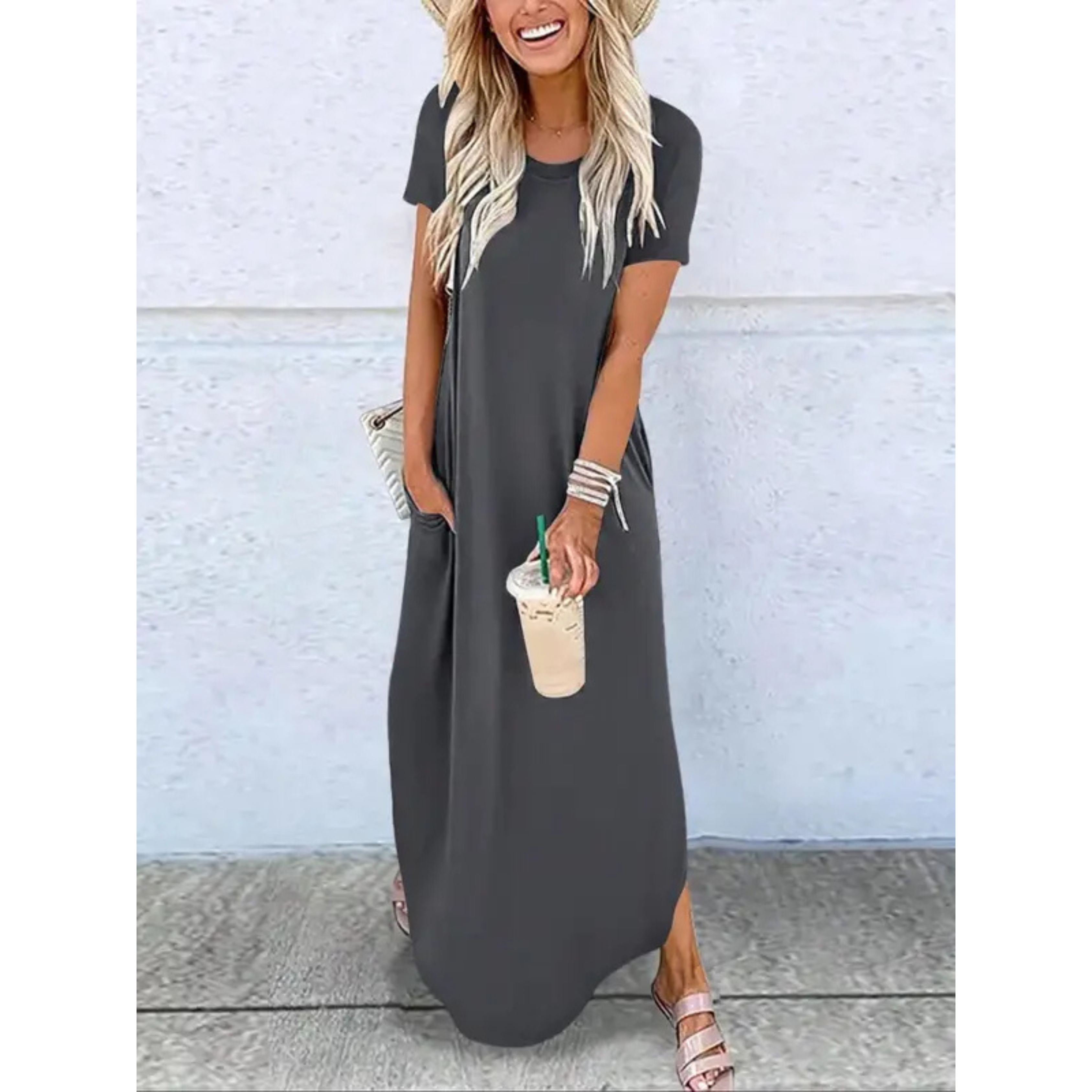 RELNA™ – Casual Summer Round Neck Maxi Dress