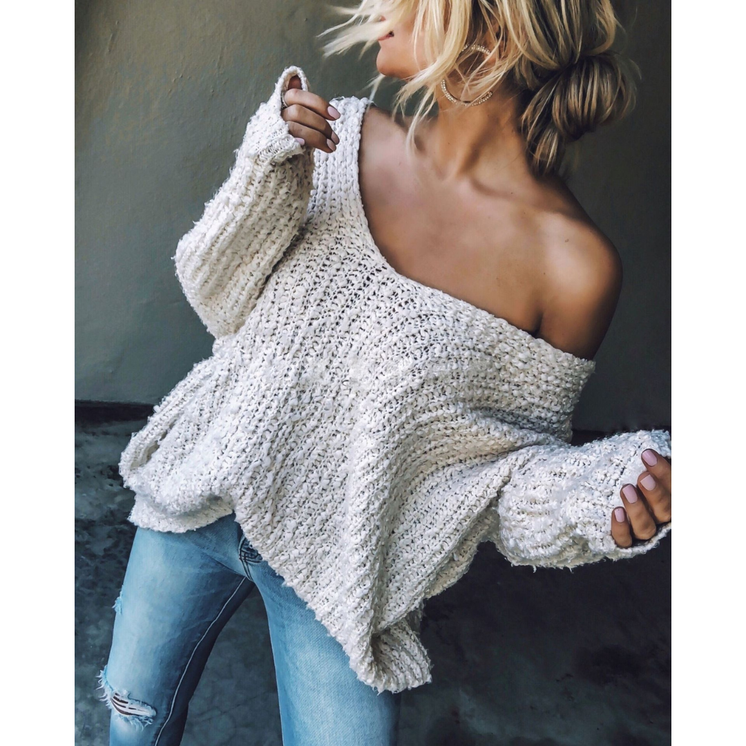 SOLEDAD™ – Comfy Drop Shoulder Long Sleeve Sweater