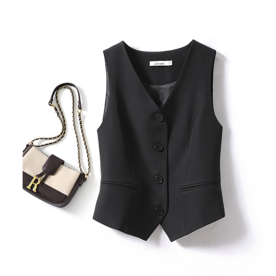 ZARINA™ – Classy Sleeveless Button-Front Suit Vest