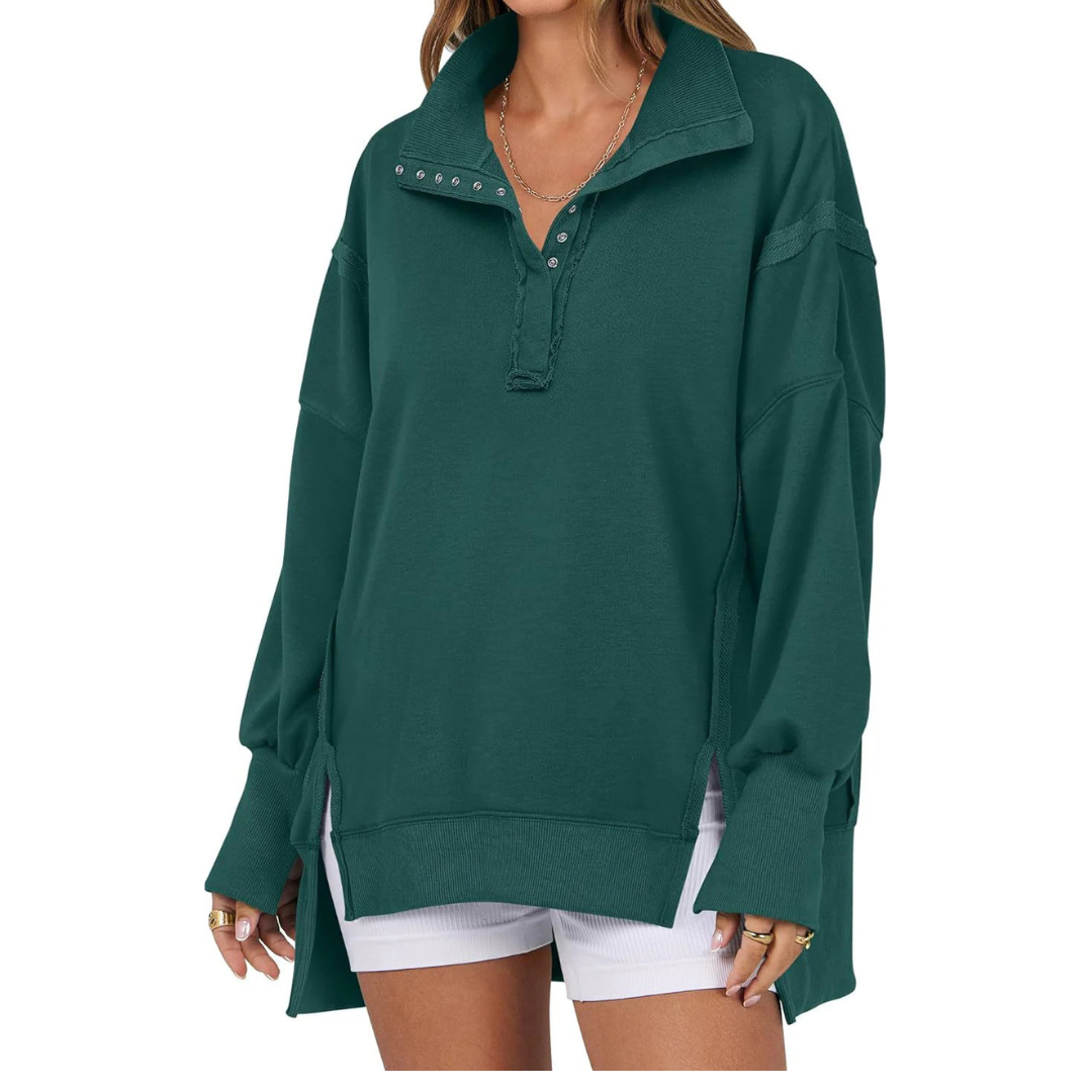 VERON™ - Loose Fit High-Low Split Hem Casual Sweatshirt