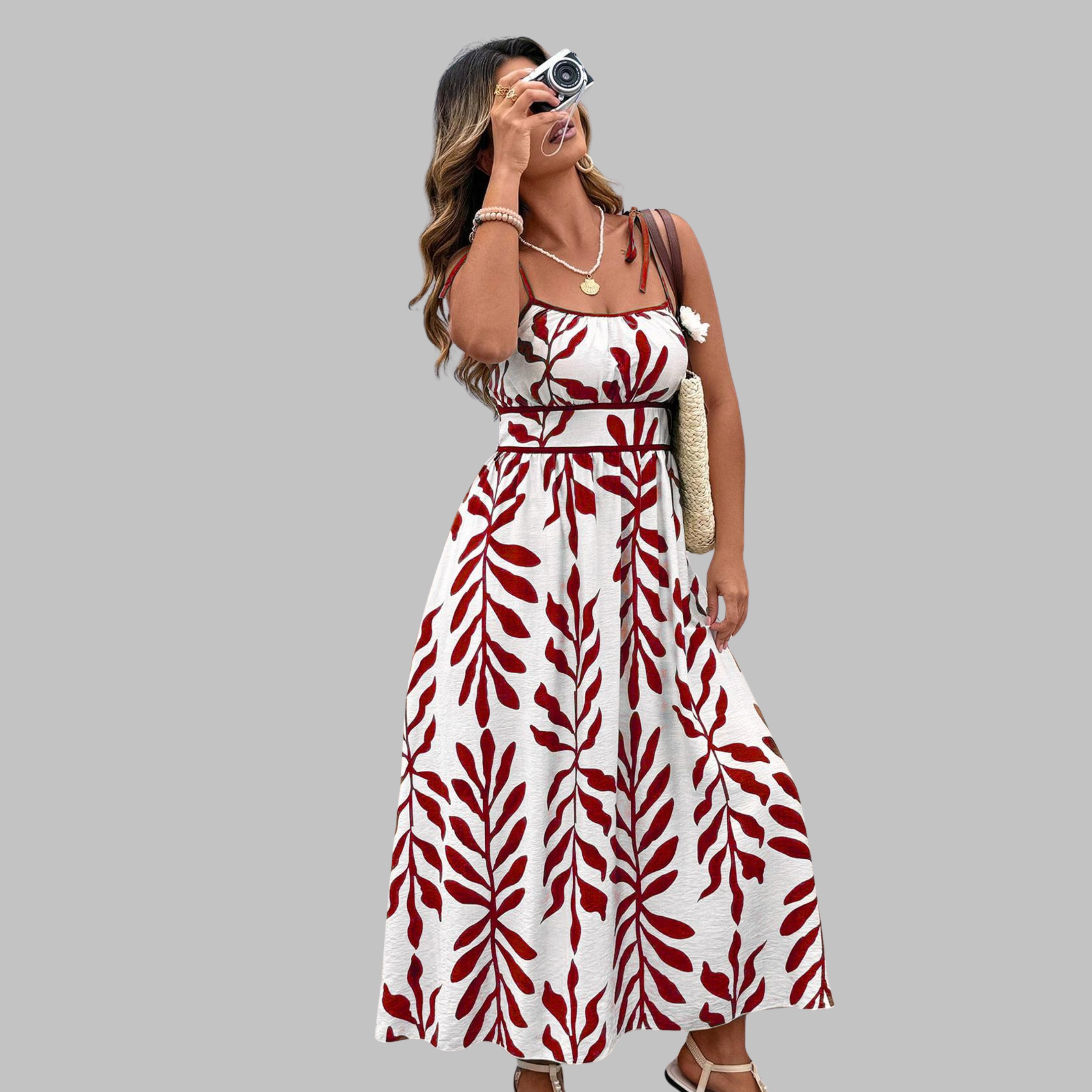 RAHIRA™ - Casual Sleeveless Summer Leaf Print Maxi Dress
