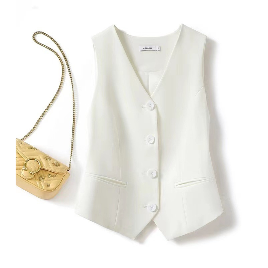 ZARINA™ – Classy Sleeveless Button-Front Suit Vest