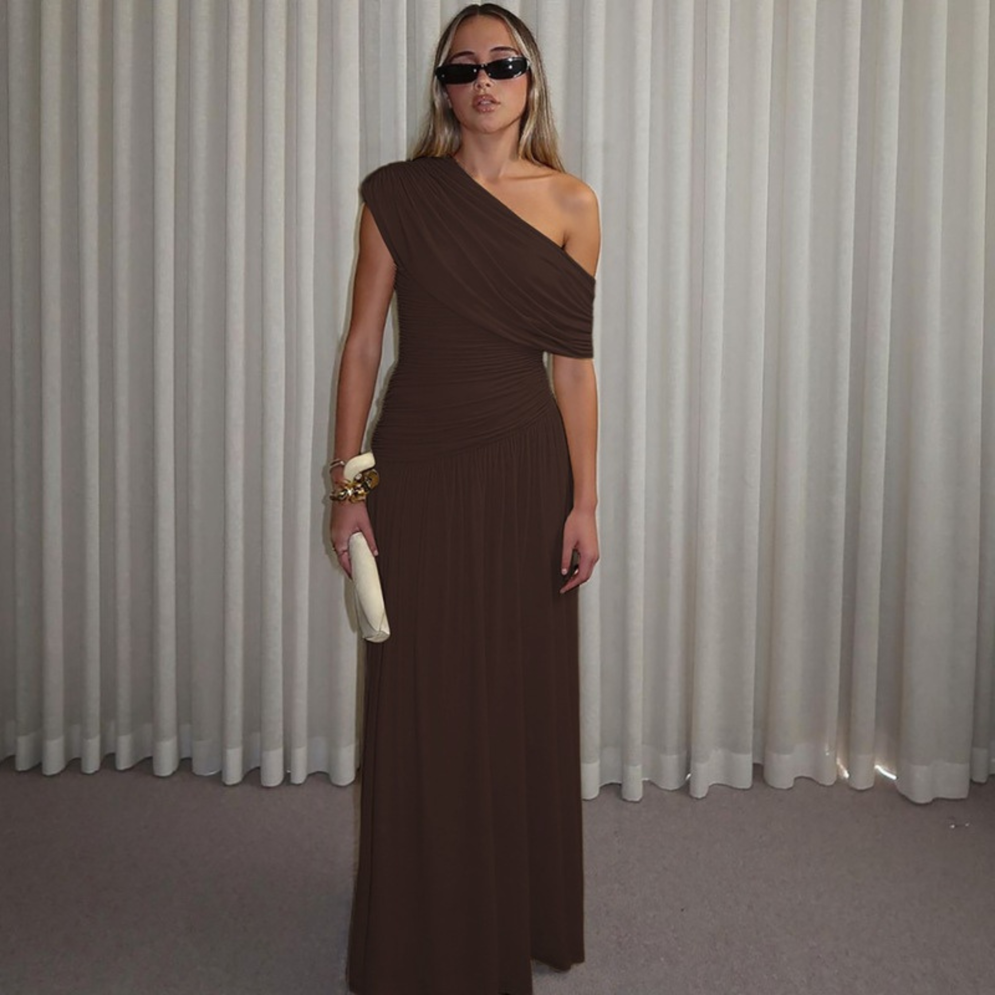 SHINA™ - Elegant One Shoulder Evening Maxi Dress