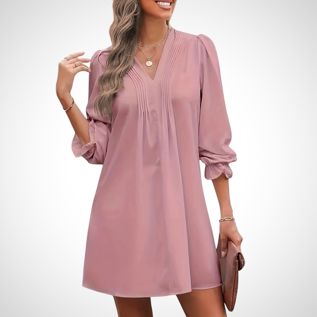 LUCINDA™ - Elegant Ruffled V-Neck Dress