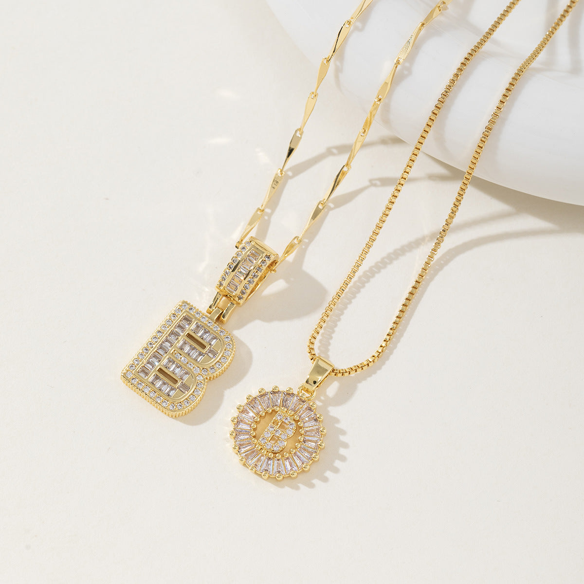 AISHA™ - Elegant 2-Pack Initial Letter Pendant Necklaces