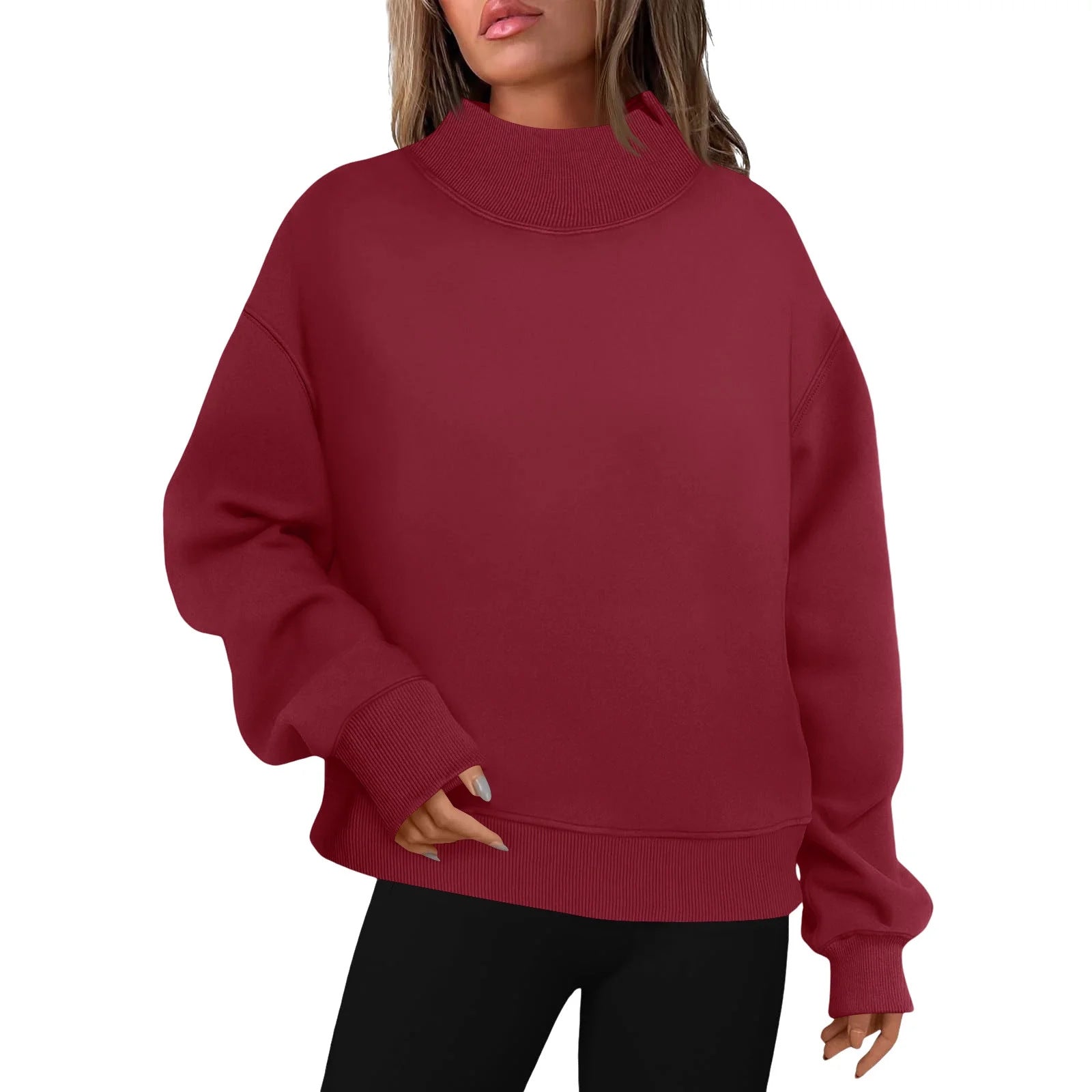 MARYLYN™ - Women's Oversized Turtleneck Sweatshirt Long Sleeve Pullover