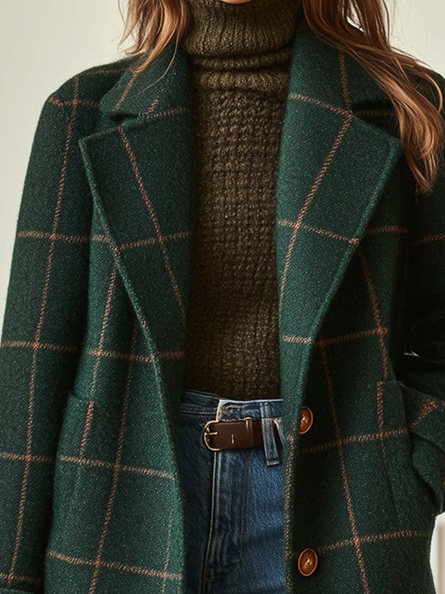 AVA | Checked Tailored Long Coat