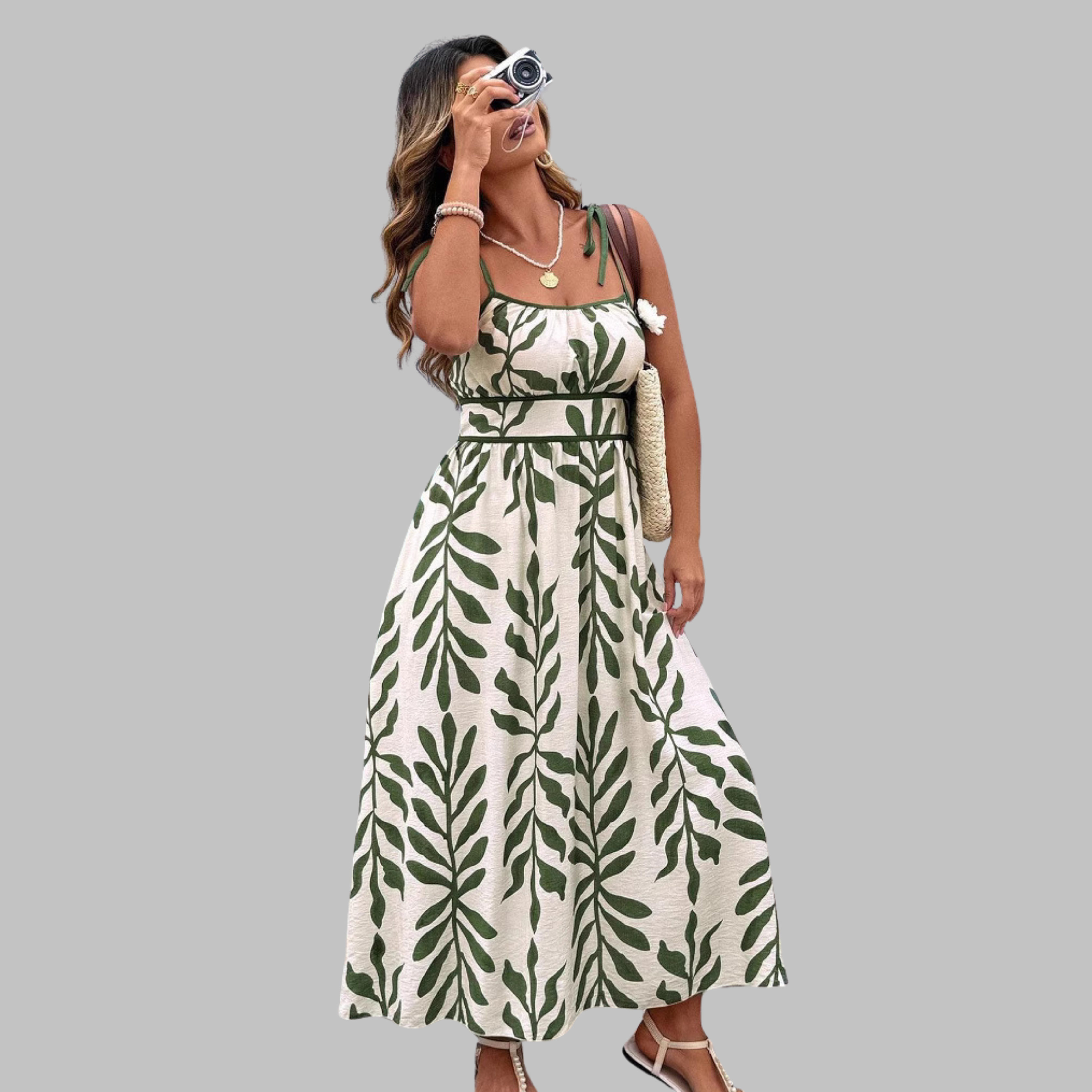 RAHIRA™ - Casual Sleeveless Summer Leaf Print Maxi Dress