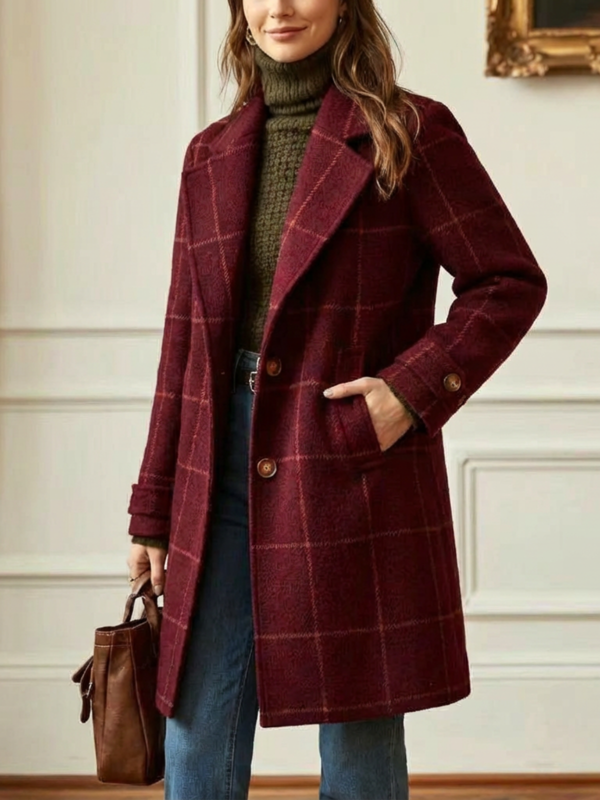 AVA | Checked Tailored Long Coat