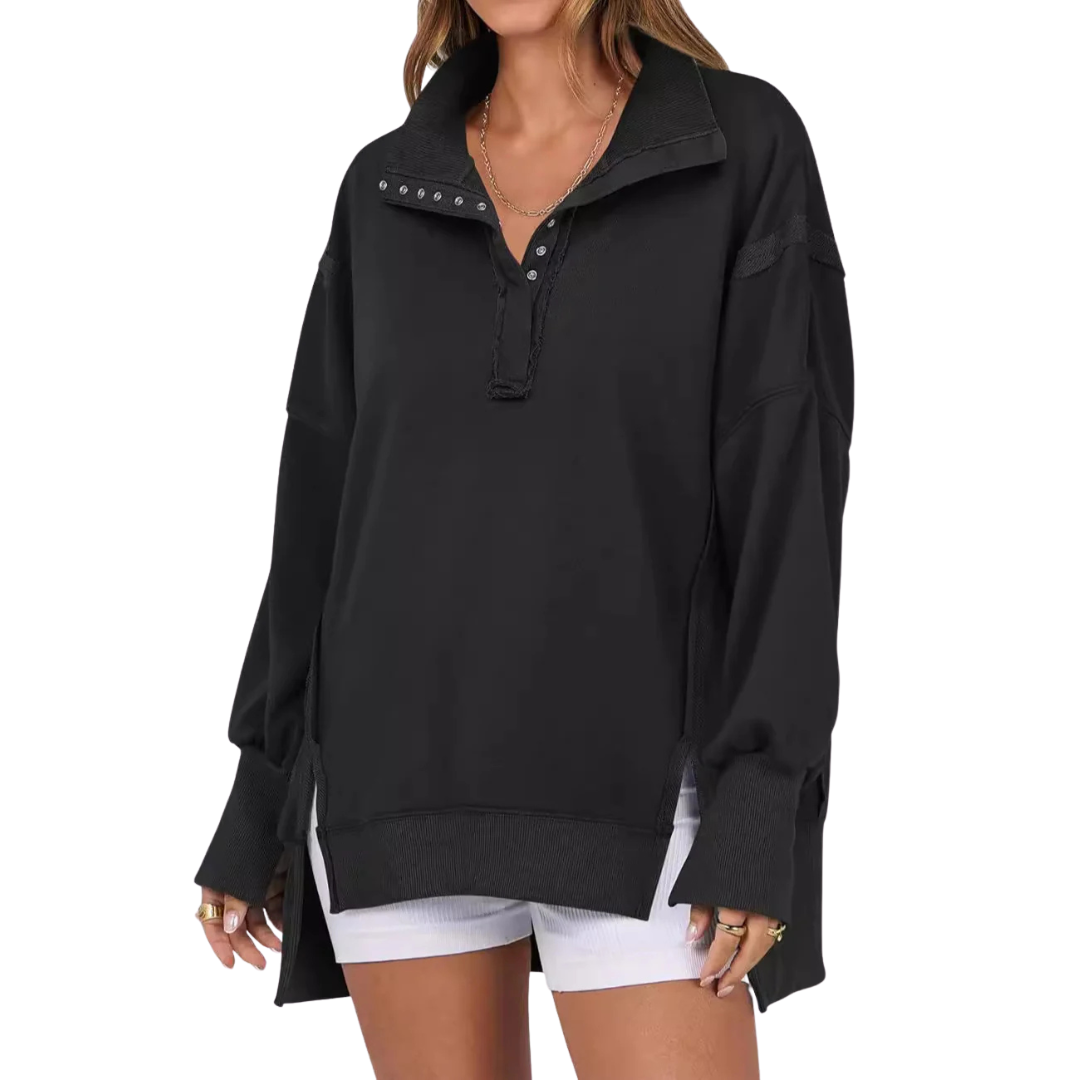 VERON™ - Loose Fit High-Low Split Hem Casual Sweatshirt