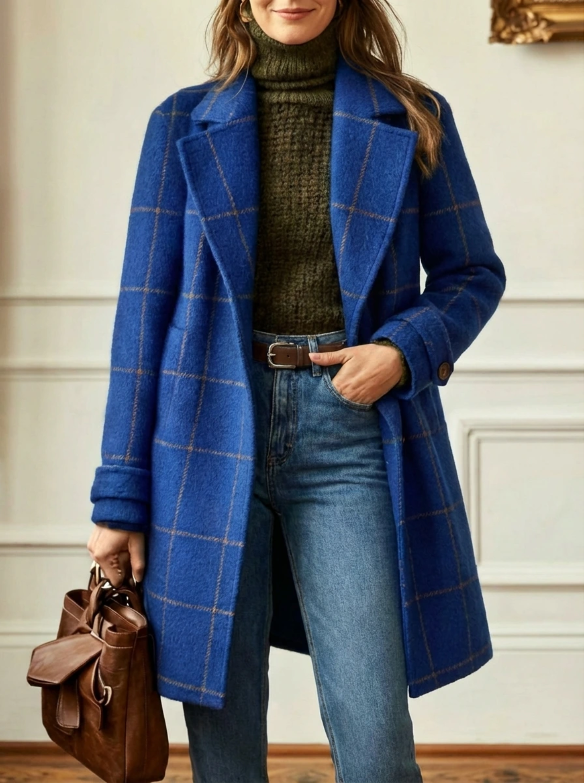 AVA | Checked Tailored Long Coat