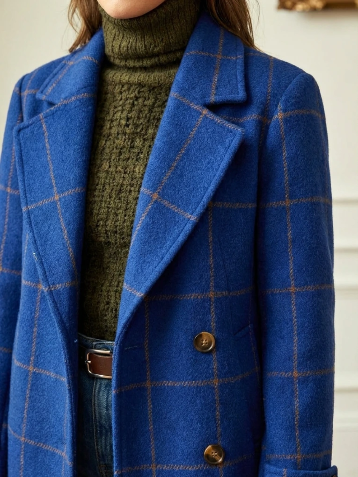 AVA | Checked Tailored Long Coat
