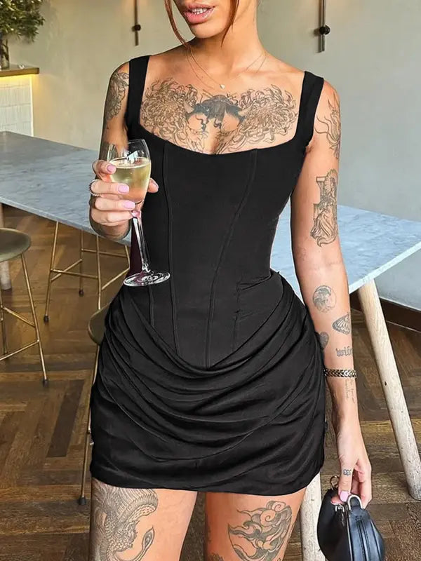 CRISELDA™ - Sexy Fishbone Bodycon Ruched Mini Corset Party Dress