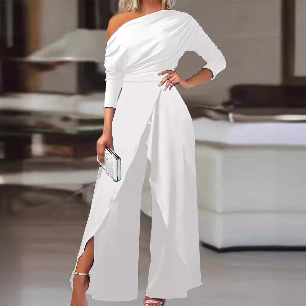 LEILANI™ - Elegant Ruched Wrap Split Hem Jumpsuit