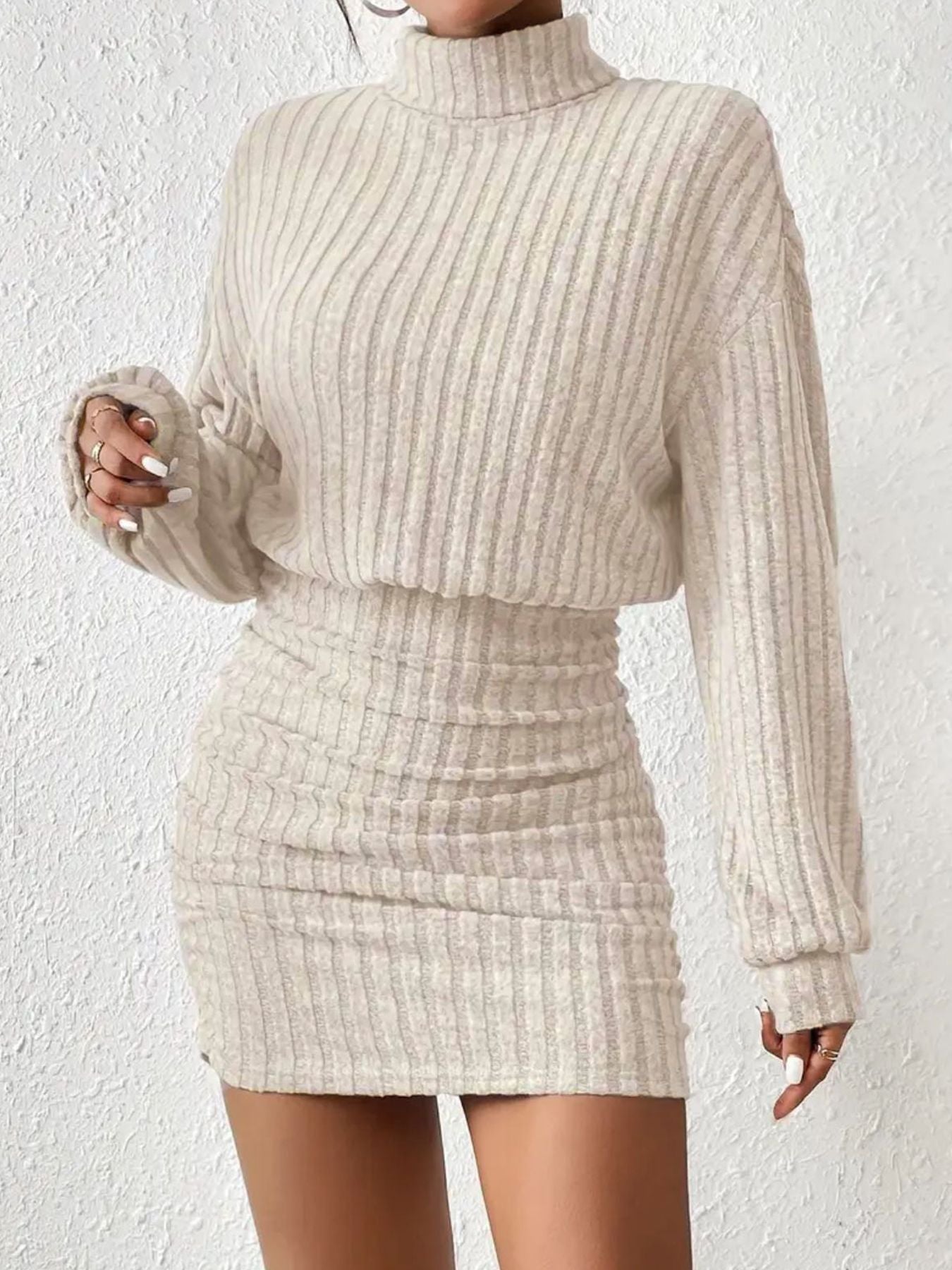 POPPY™ - Minimalist Ribbed Turtleneck Dress