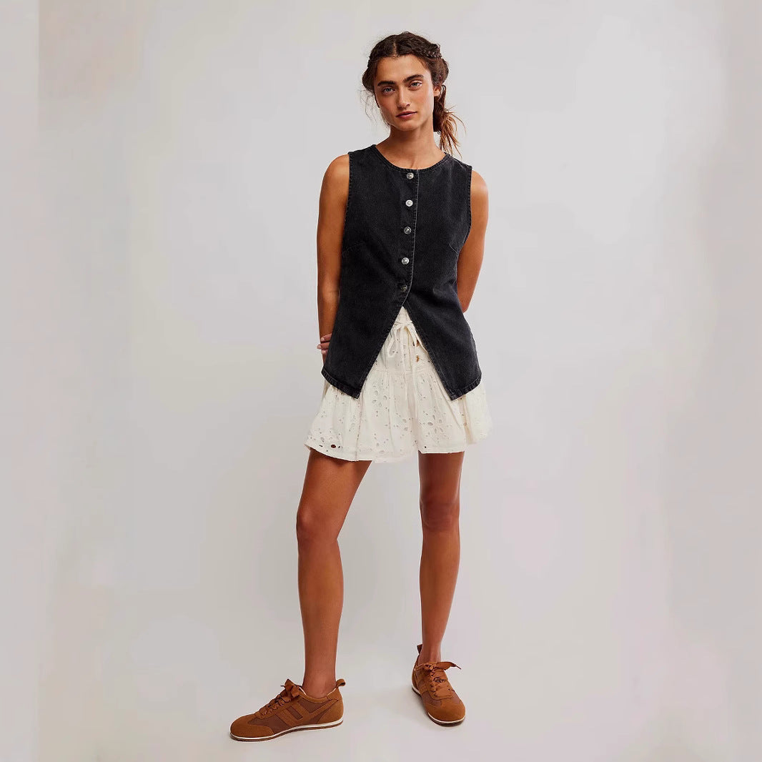 QERIDAD™ - Comfy Button Down Sleeveless Vest