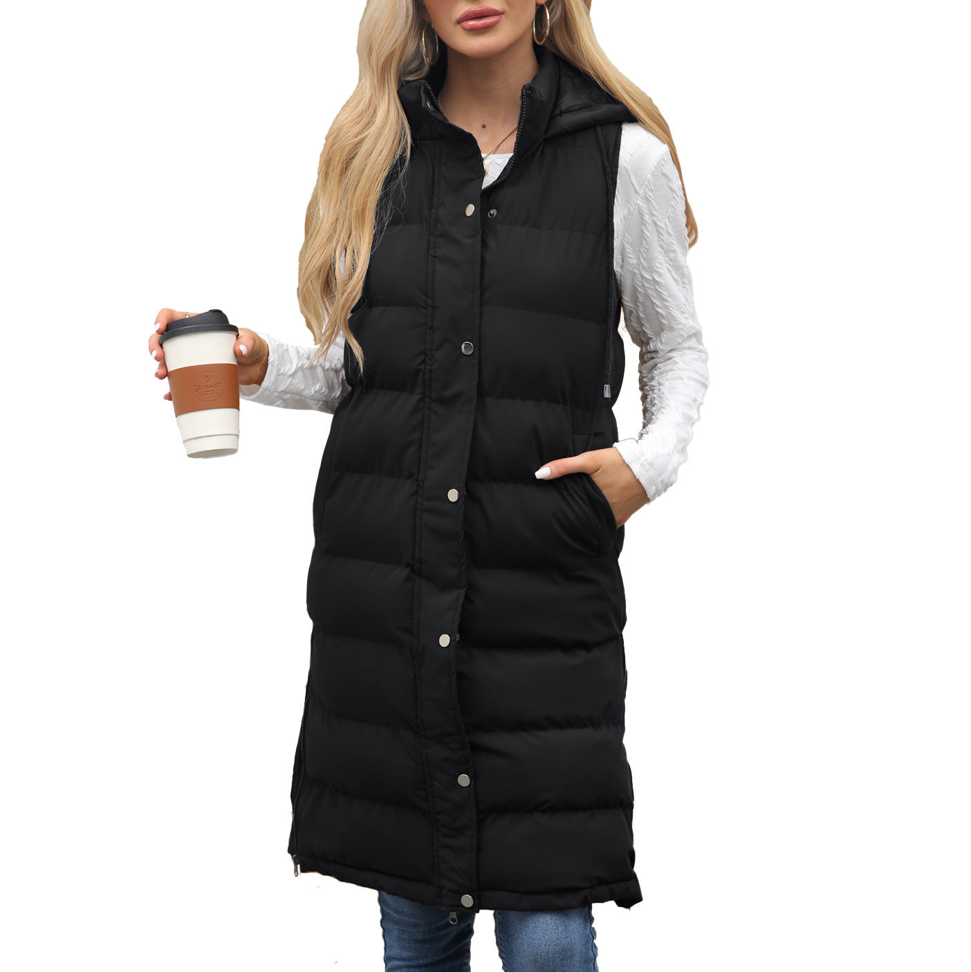 KUTSARA™ - Casual Sleeveless Hooded Long Vest