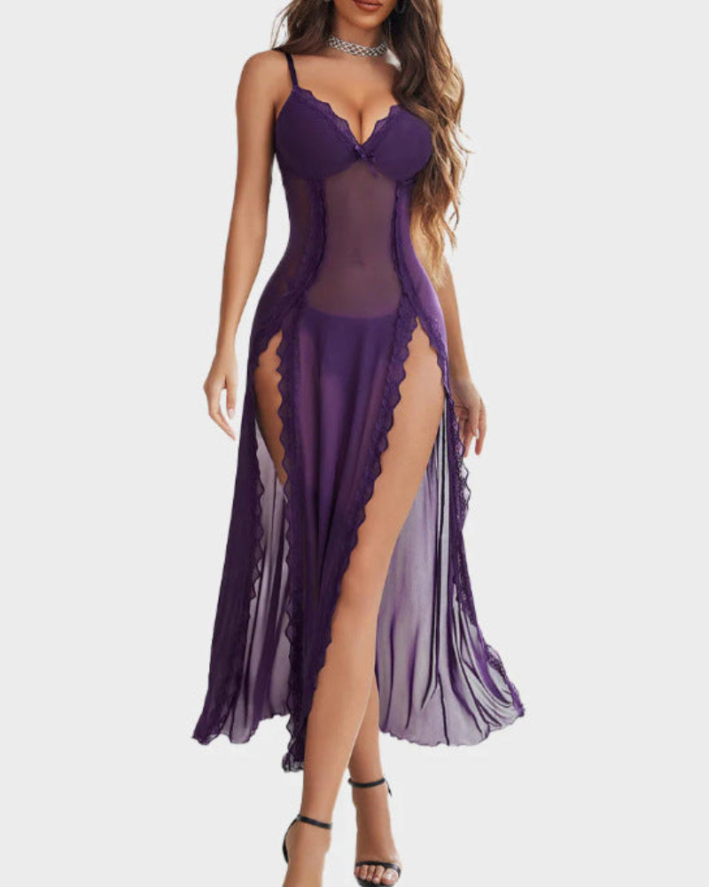 LUZY™ - Casual V-Neck Lingerie Maxi Nightdress