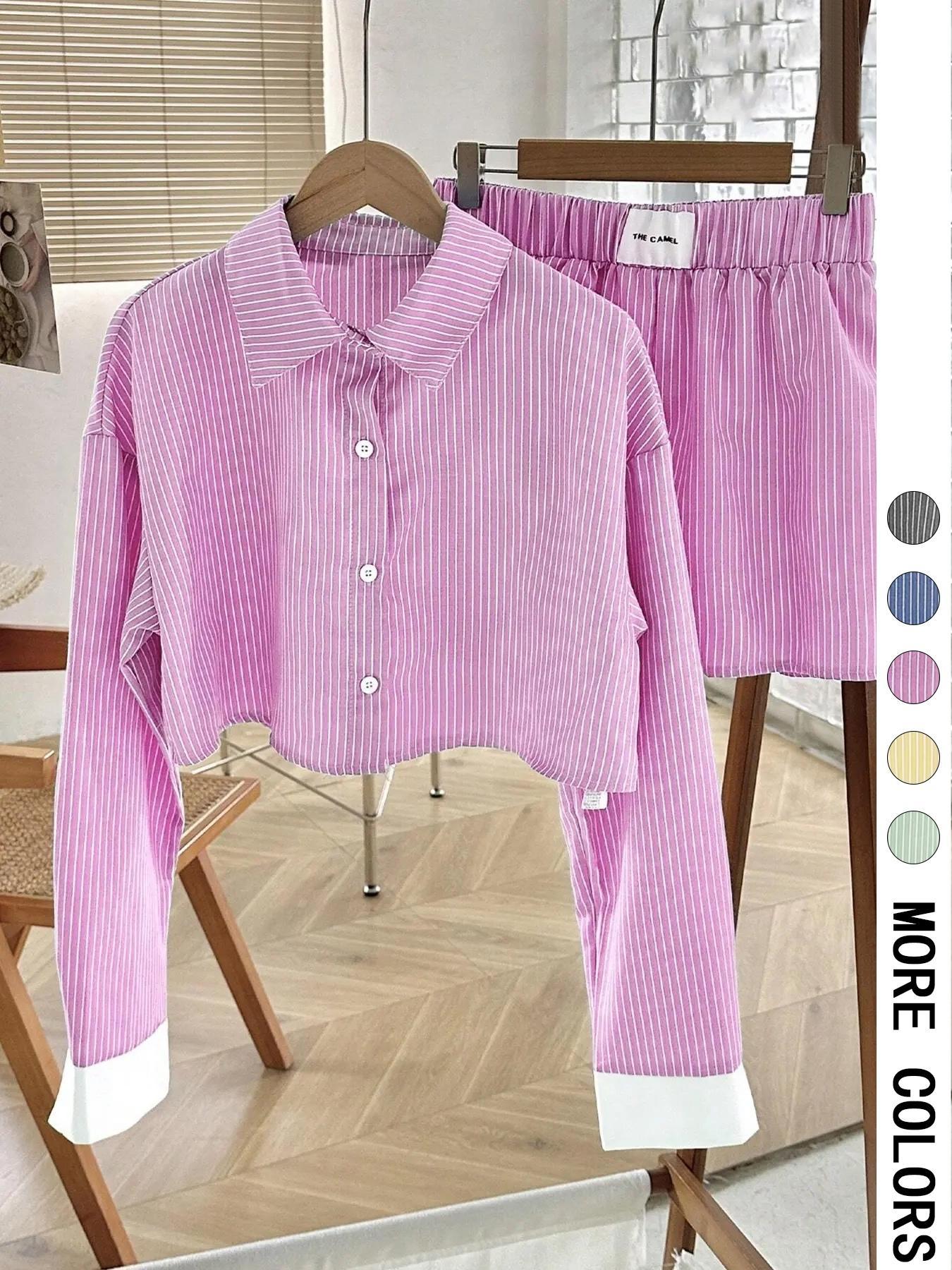 EMERSYN™ - Casual Collared Long-Sleeve Co-Ord Set