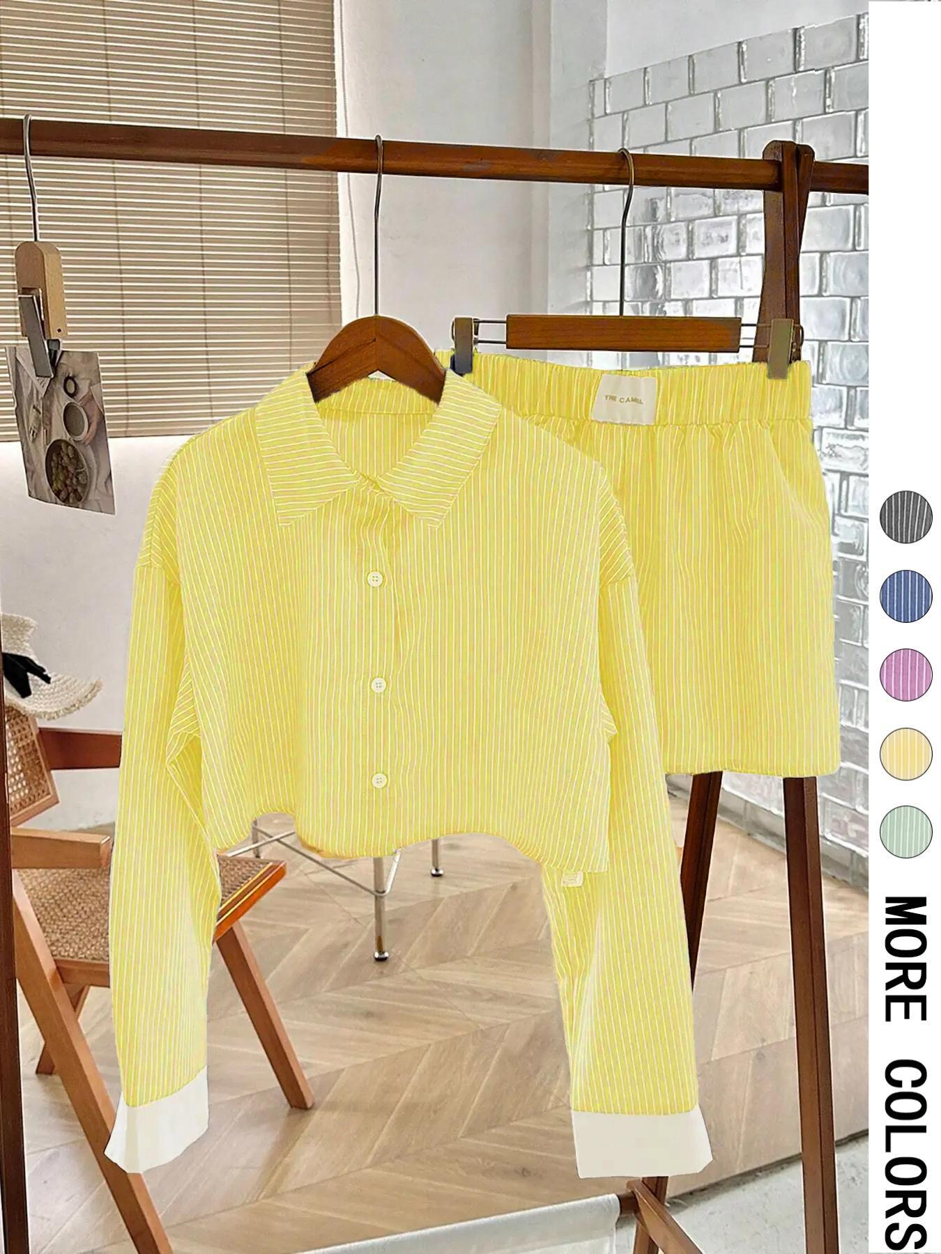 EMERSYN™ - Casual Collared Long-Sleeve Co-Ord Set