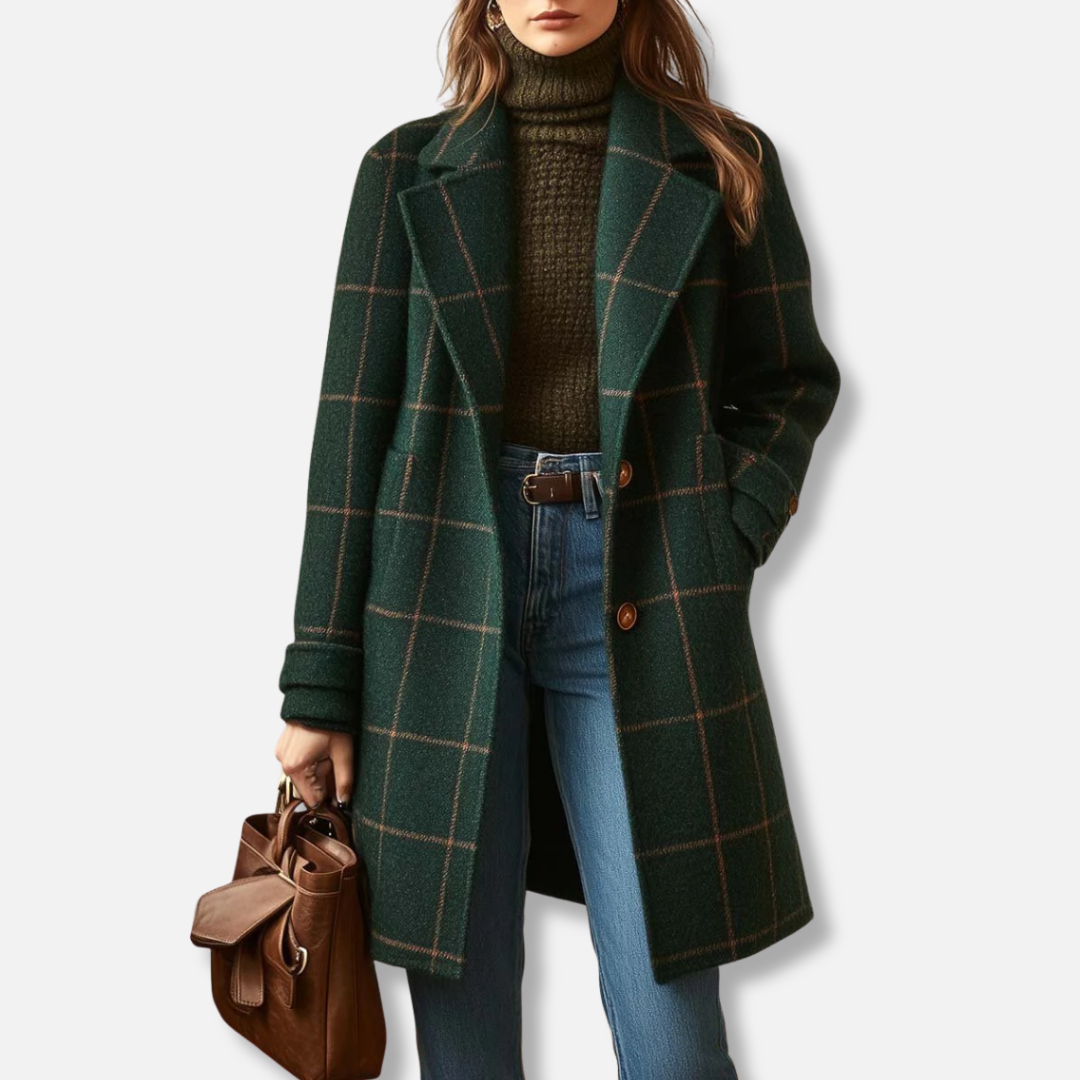 AVA | Checked Tailored Long Coat