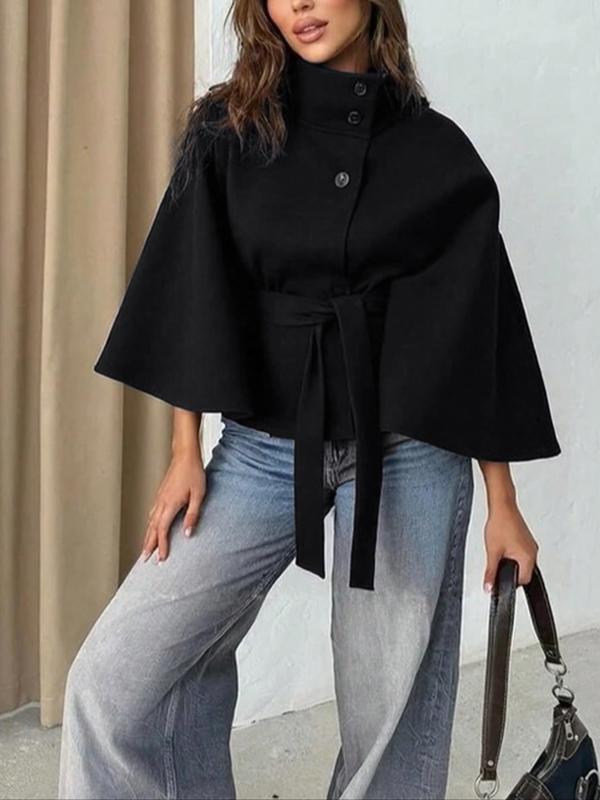 THELMA™ - Women’s Front Buckle Belted Wool Cape Coat for Fall & Winter