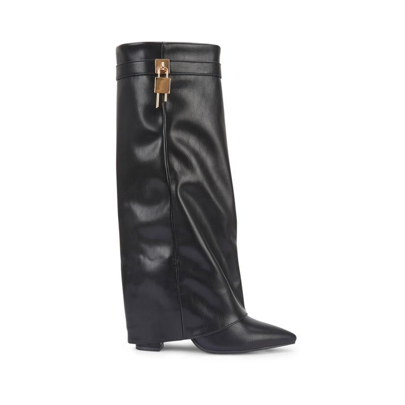 SARAH™ - 4-Inch Heel Suede Long Heeled Fold-Over Buckle Boots for Women Stylish Walking Shoes