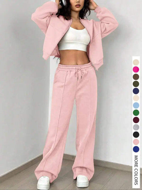 KELSEA™ - Casual Tracksuit Set for Women Zipper Jacket & Natural Waist Pants