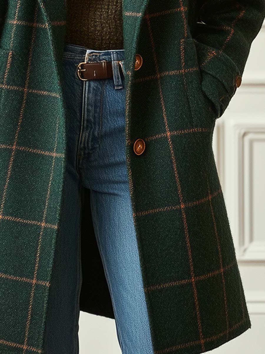 AVA | Checked Tailored Long Coat