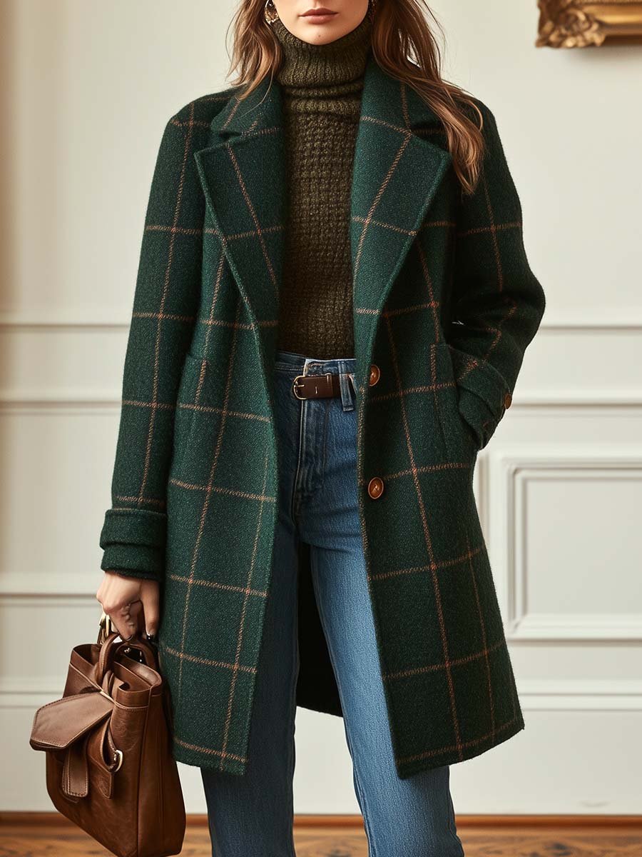 AVA | Checked Tailored Long Coat