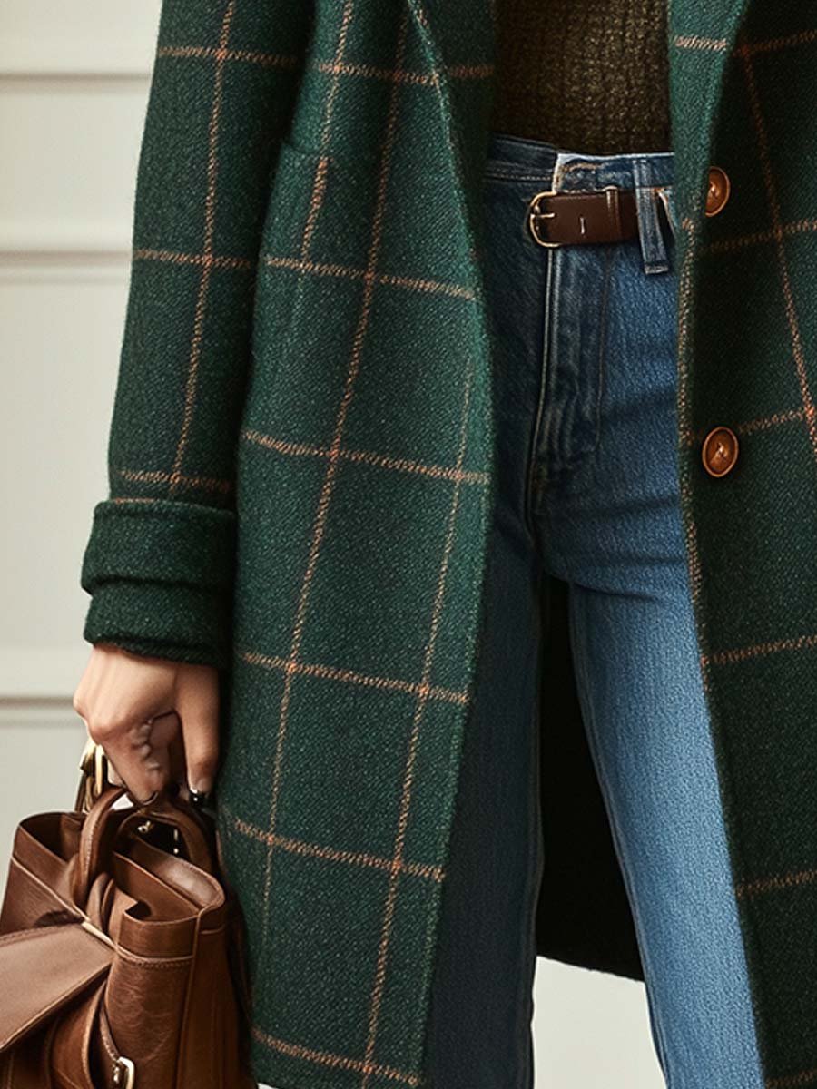 AVA | Checked Tailored Long Coat